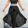 Women's Elegant Backless Lace Draped Tank Jumpsuit — Sleeveless Crew Neck Slim Fit