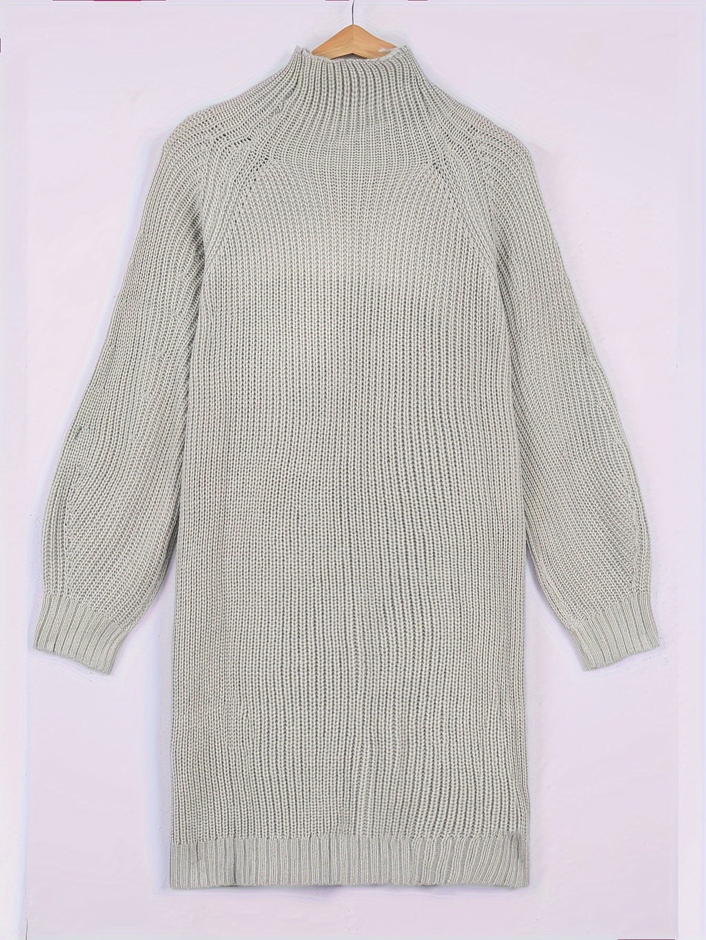 Plus Size Women's High Neck Casual Dress – 100% Acrylic Stretch Knit, Machine Washable