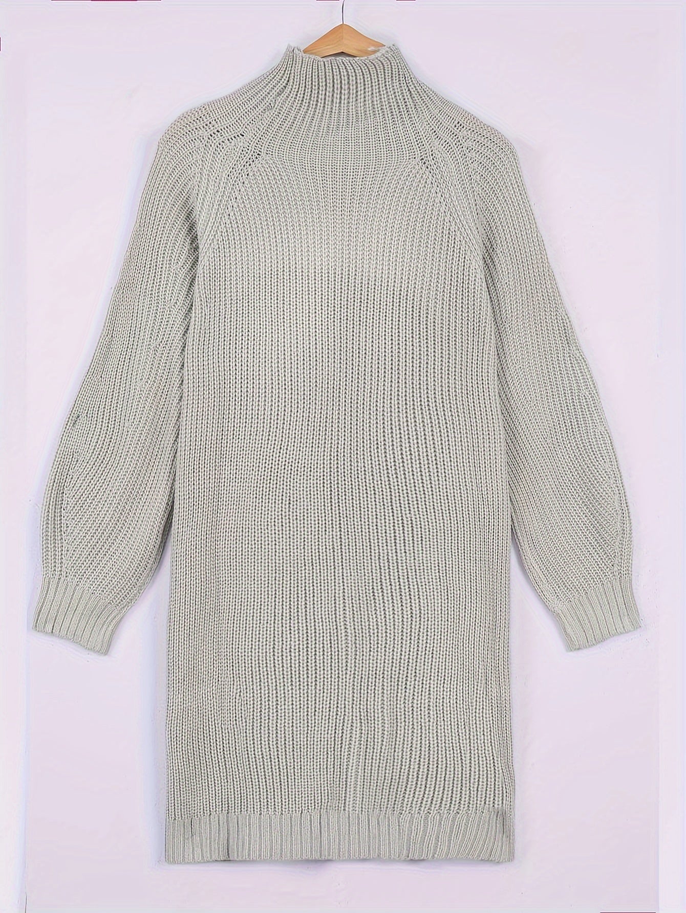 Plus Size Women's High Neck Casual Dress – 100% Acrylic Stretch Knit, Machine Washable