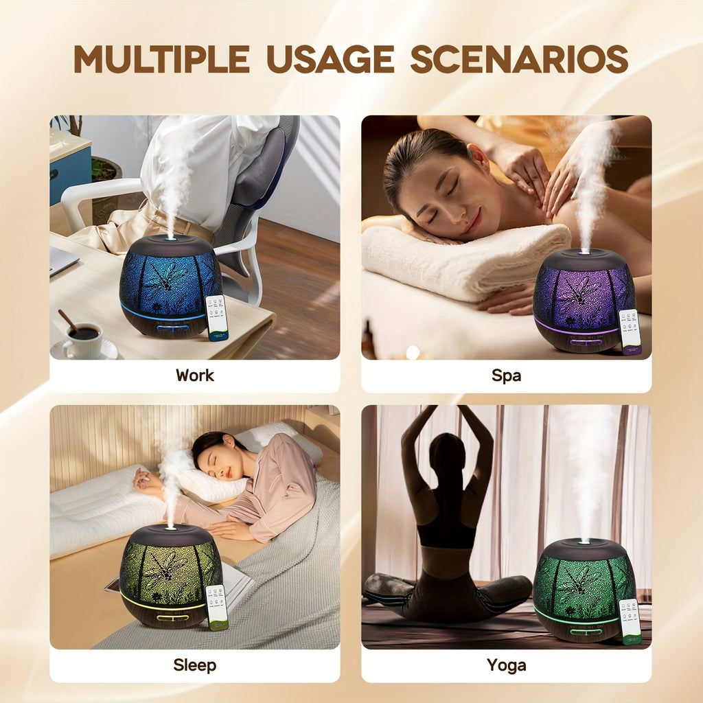 400ml Ultrasonic Essential Oil Diffuser with Remote — 7-Color LED Cold Mist Humidifier, USB-Powered Aromatherapy for Bedroom & Holiday Gifts