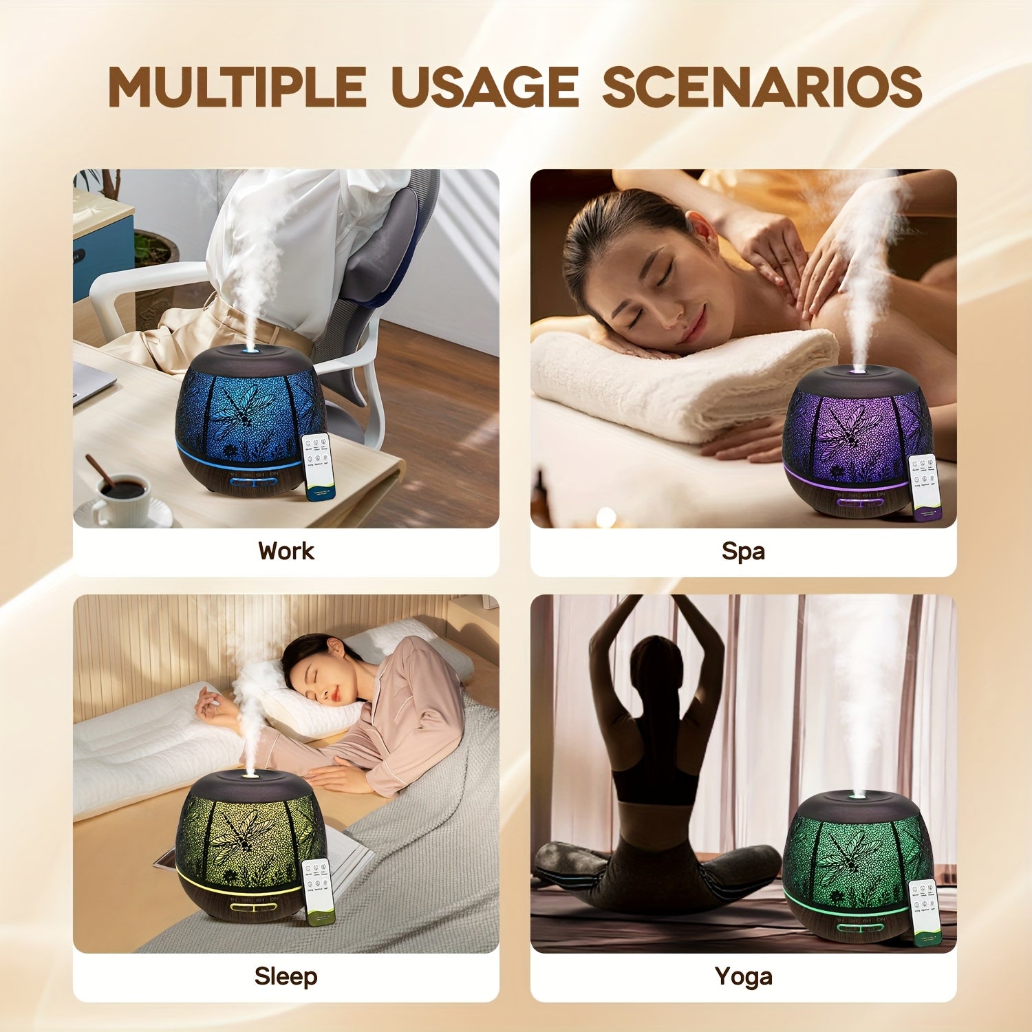 400ml Ultrasonic Essential Oil Diffuser with Remote — 7-Color LED Cold Mist Humidifier, USB-Powered Aromatherapy for Bedroom & Holiday Gifts