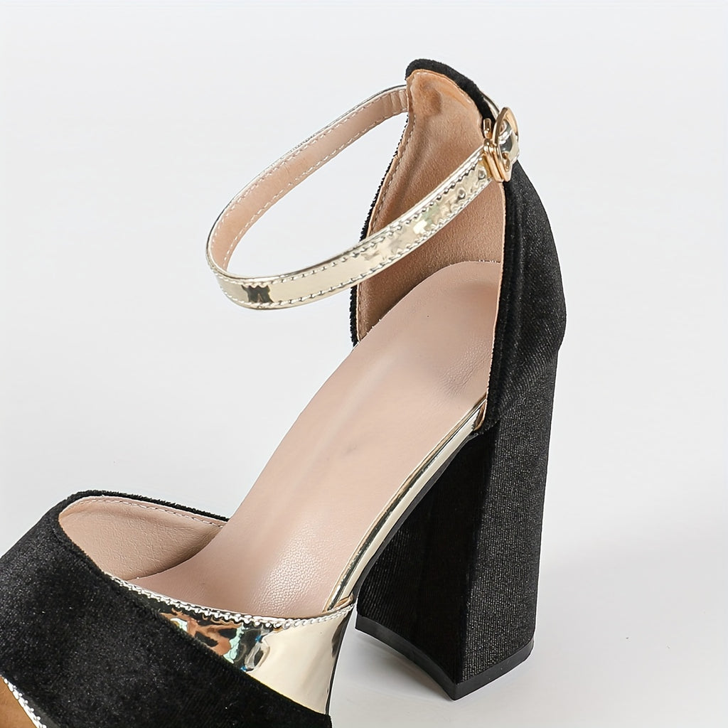 Chunky Block Heel Ankle-Strap Platform Sandals for Women – Open Toe Party & Dress Heels