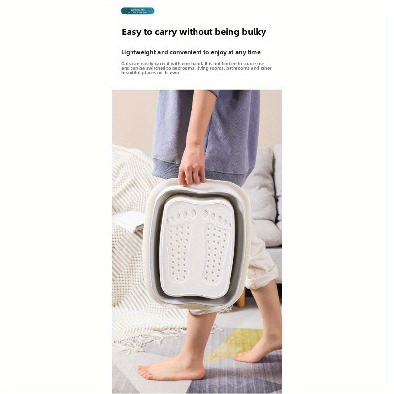 Foldable Foot Bath Tub with Massage Protrusions, Portable Deep Foot Spa – Space-Saving PP Soaking Tub for Home, No Electricity