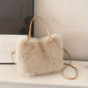 Women's Faux Fur Top-Handle Handbag - Soft Fluffy Purse with Removable Strap for Daily & Formal Use