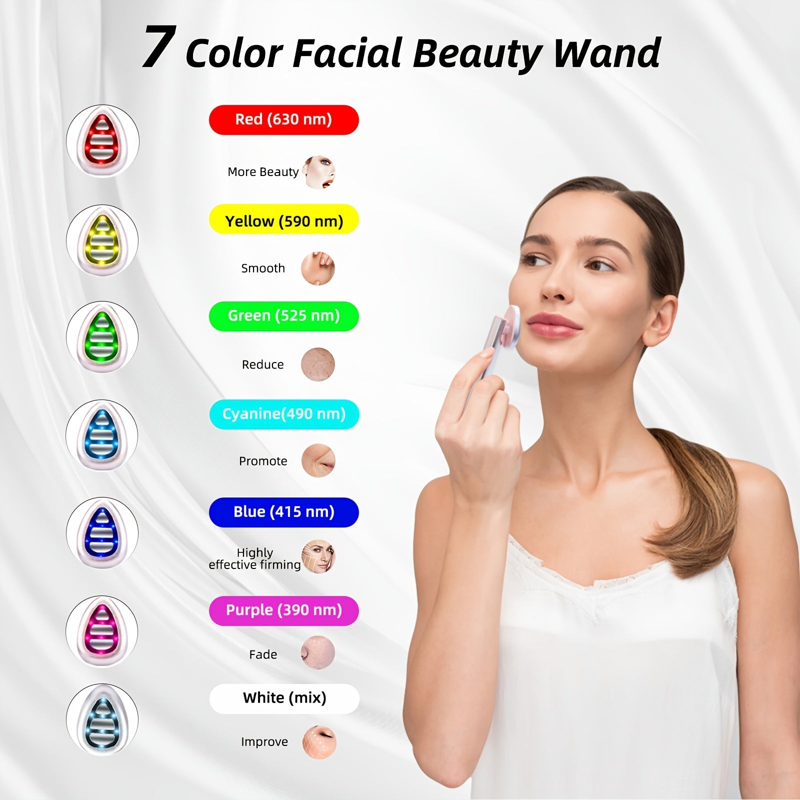 ELVISH 7-Color LED Eye Massager – Rechargeable Vibrating Facial Wand for Dark Circles, Eye Bags, Fine Lines & Wrinkles – Portable Battery-Powered Beauty Tool