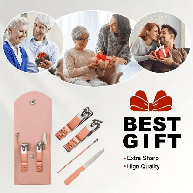 Professional Manicure & Pedicure Set — Stainless Steel Nail Clippers, Cuticle Tools, Ear Scoops & Foot Care Kit with Portable Storage Case — Home Spa Gift for Women