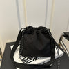 Lightweight Nylon Crossbody Bucket Bag – Large Capacity Drawstring Shoulder Bag with Pendant Charm, Sporty Casual
