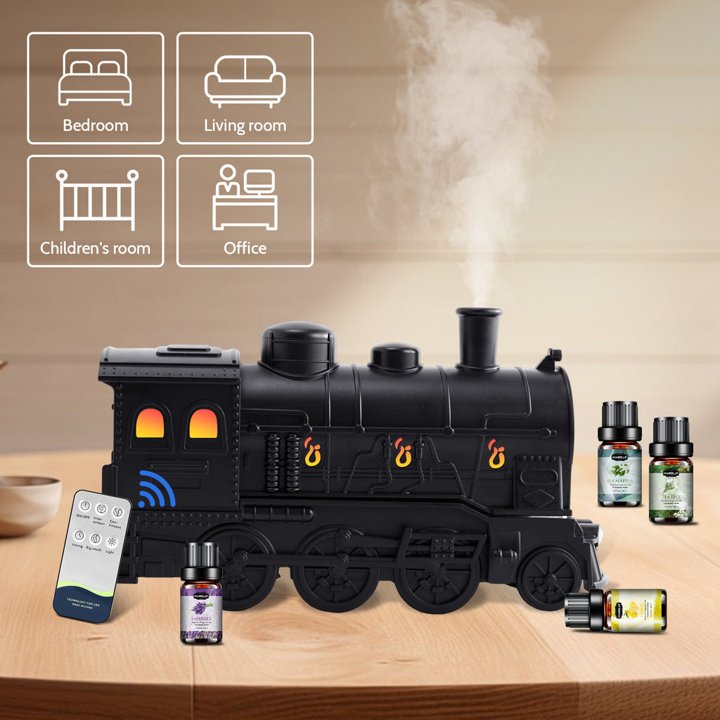 550ml (18.6 fl oz) Ultrasonic Essential Oil Diffuser with 12-Pack Oils, Remote, 7-Color LED & Timers — Large Aroma Humidifier for Bedroom Spa Yoga Hotel