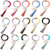 Christmas 15-Pack Silicone Bead Wristlet Keychains for Women - Portable Car Keyring with Lace Accent