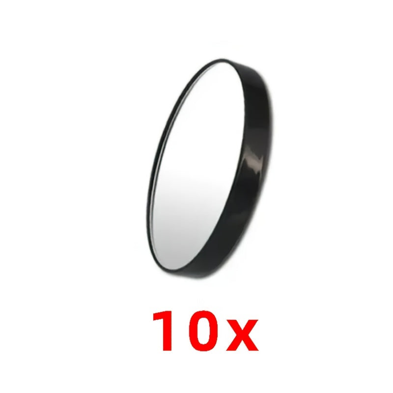 High-Definition Makeup Mirror 5x/10x/15x Magnification — Portable Suction Cup Travel Mirror, Clear Glass Black Frame