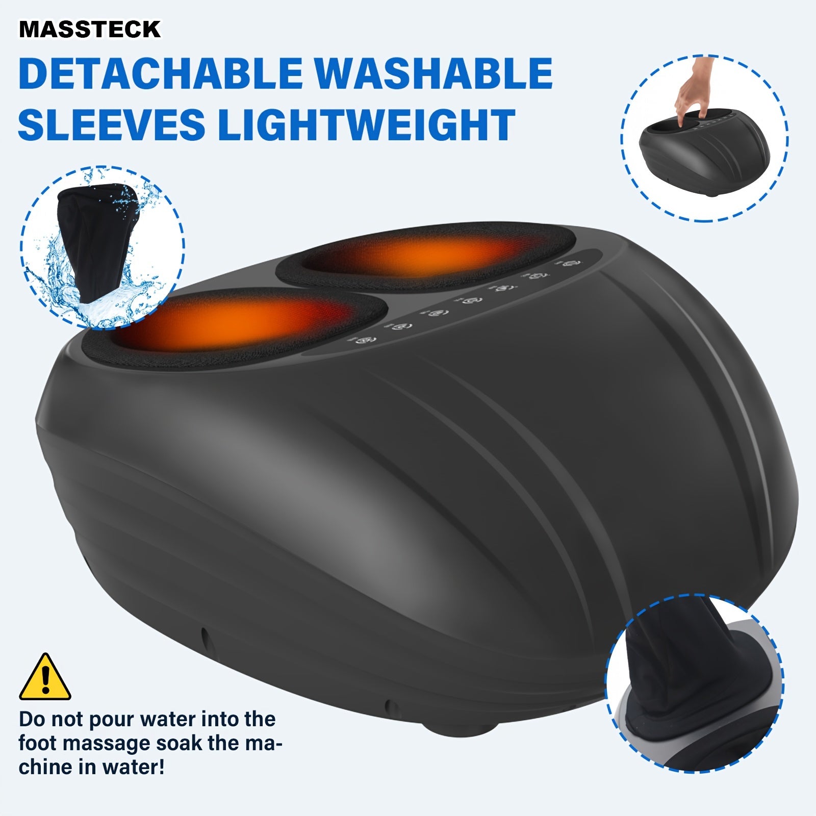 MASSTECK Shiatsu Foot Massager with Soothing Heat & Deep Kneading — Fits Up to US Men’s Size 12 | Home & Office Foot Massager for Pain Relief & Relaxation