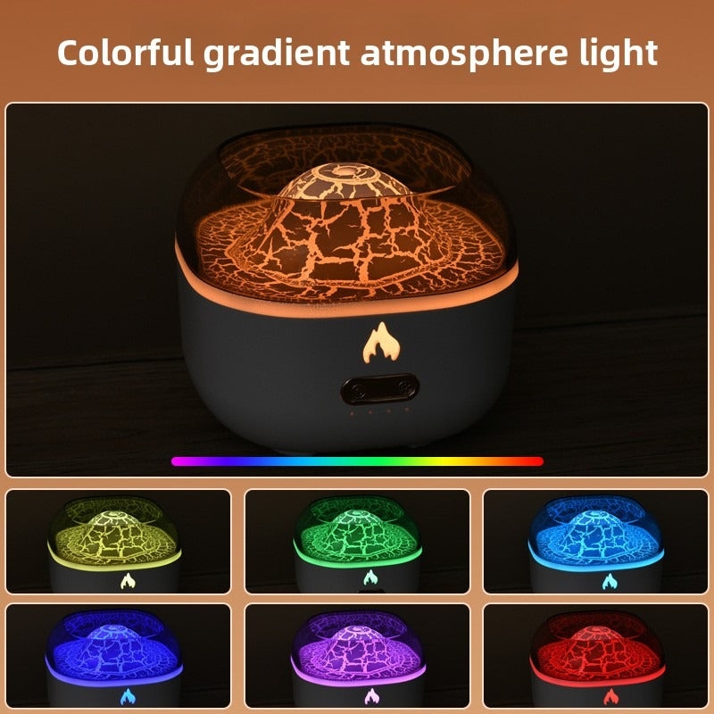 7-Color USB Volcano Aromatherapy Diffuser Humidifier with Ambient Nightlight for Home, Office & Car