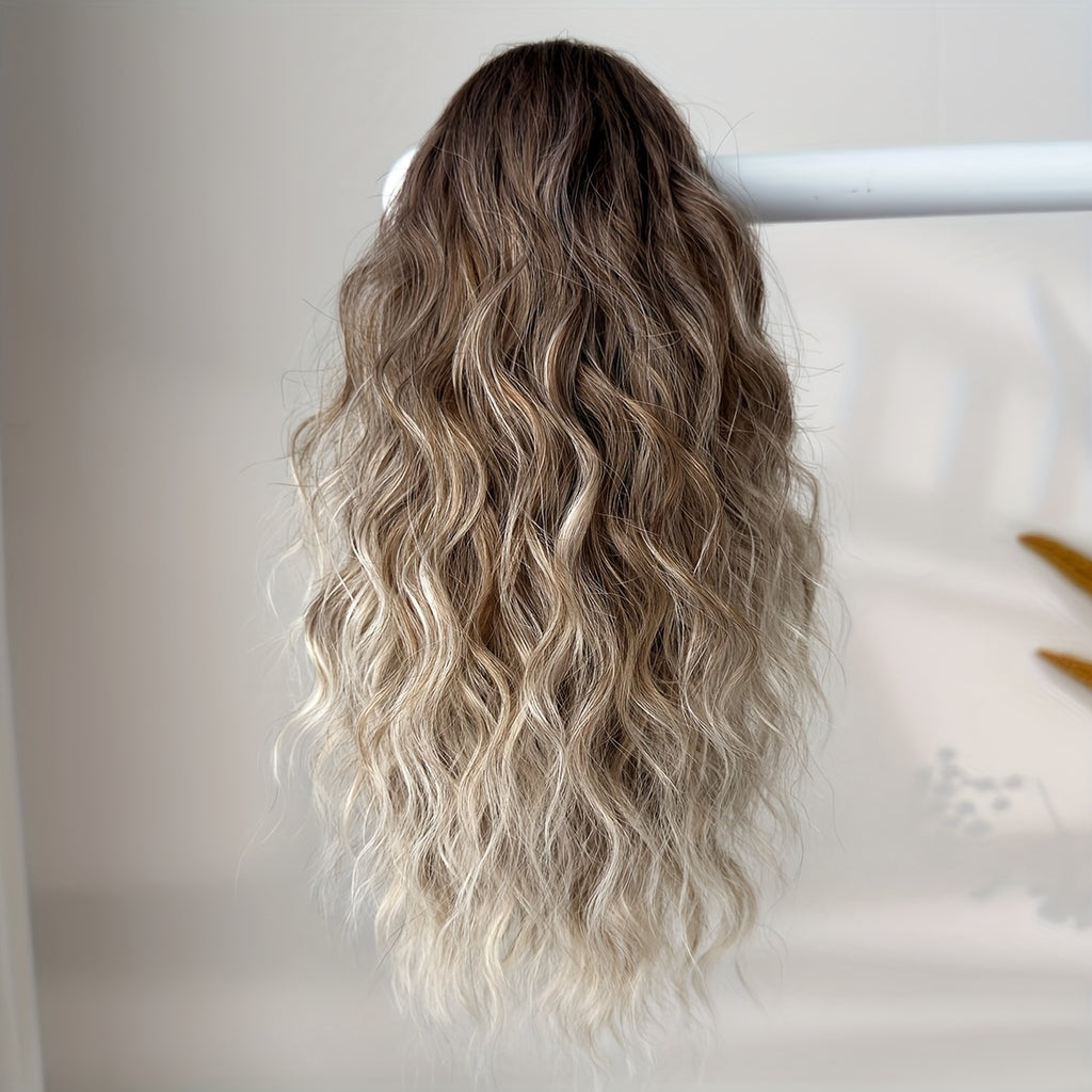 16-Inch (40 cm) Water Wave Claw Ponytail Extension – Heat Resistant Ombre Synthetic Hairpiece for Women