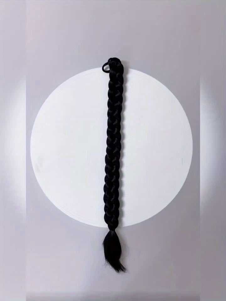 Box Braided Long Ponytail Extension for Women – Synthetic High-Temp Fiber with Elastic Hair Tie