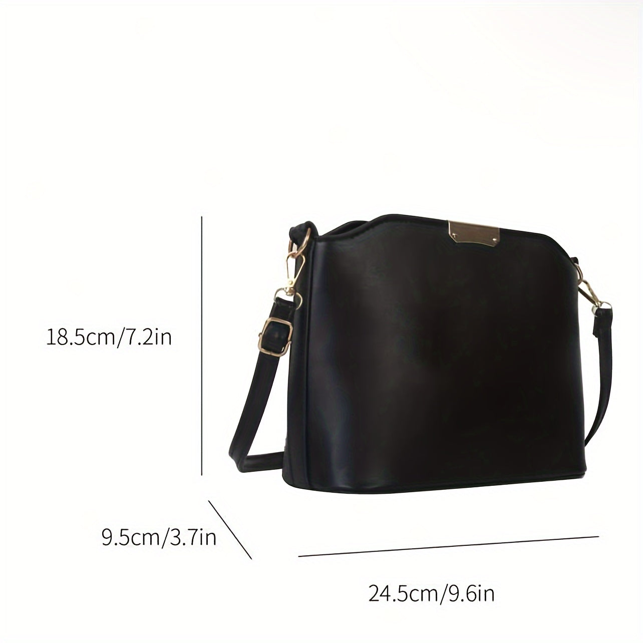 Minimalist PU Crossbody Bucket Bag for Women, Metal Accent Shoulder Messenger Bag