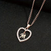 Alphabet Heart Pendant Rhinestone Necklace