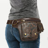 Vintage Floral Waist Bag – Women's Adjustable Faux Leather Belt Bag, Convertible Crossbody Purse with Zipper & Snap Closure (Coffee, Black, Dark Brown)