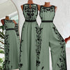 Women's Sleeveless Floral Jumpsuit, Beige & Black One-Piece Pantsuit - Round Neck, Lightweight, Machine-Washable for Weddings, Parties & Office