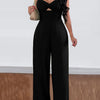 Solid Halter Neck Backless Slingback Dress V-Neck Elegant Polyester