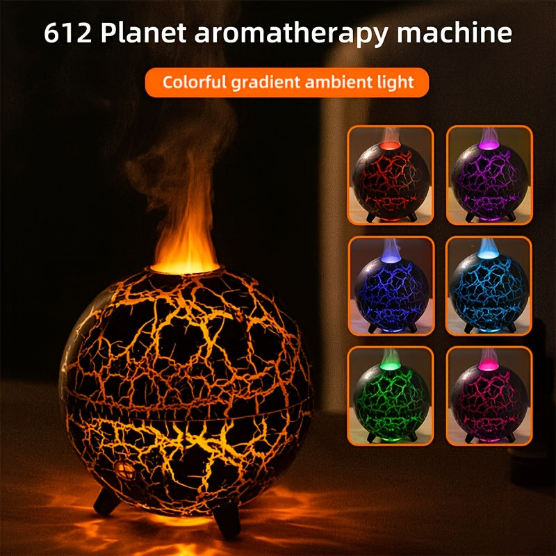 Crackled-Globe Ultrasonic Humidifier & Essential Oil Diffuser – Compact Desktop Mist Maker for Office & Bedroom