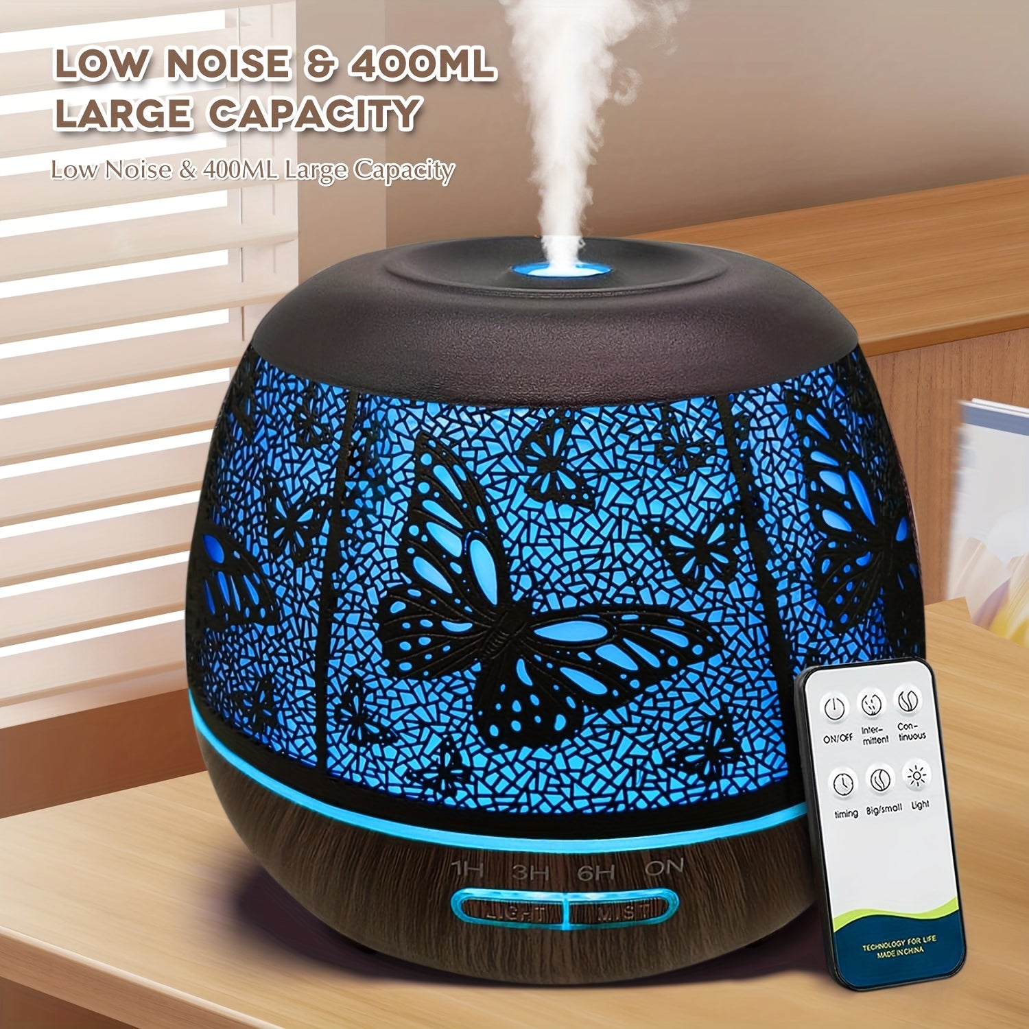 400ml Ultrasonic Essential Oil Diffuser with Remote — 7-Color LED Cold Mist Humidifier, USB-Powered Aromatherapy for Bedroom & Holiday Gifts