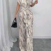 Off-Shoulder Polka Dot High-Waist Tie-Front Jumpsuit for Women — Flared Wide-Leg Summer Workwear