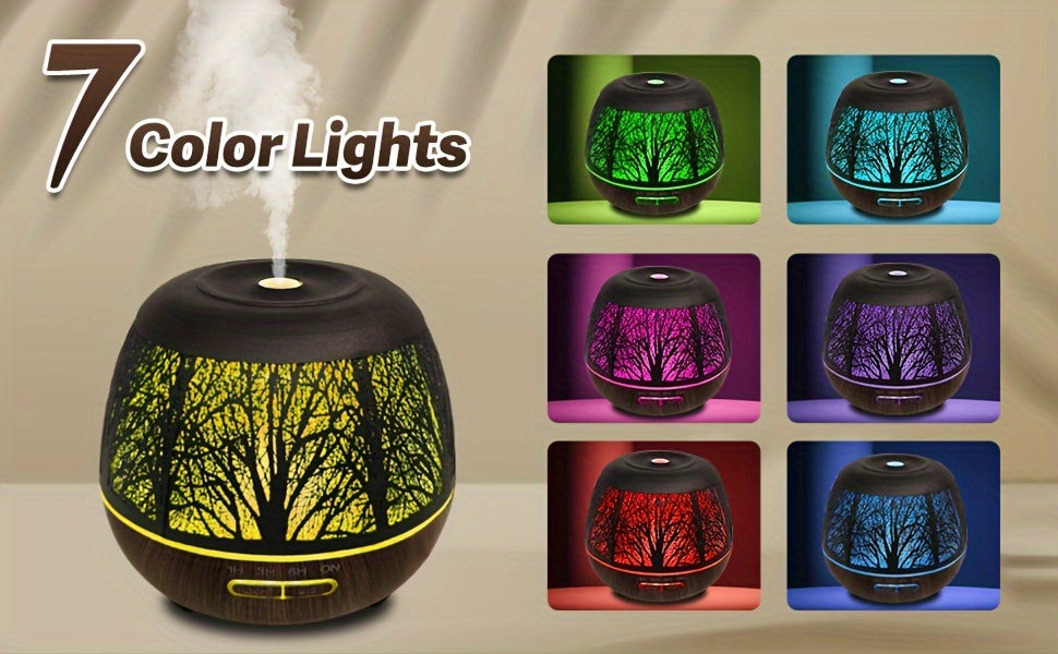 400ml Ultrasonic Essential Oil Diffuser with Remote — 7-Color LED Cold Mist Humidifier, USB-Powered Aromatherapy for Bedroom & Holiday Gifts