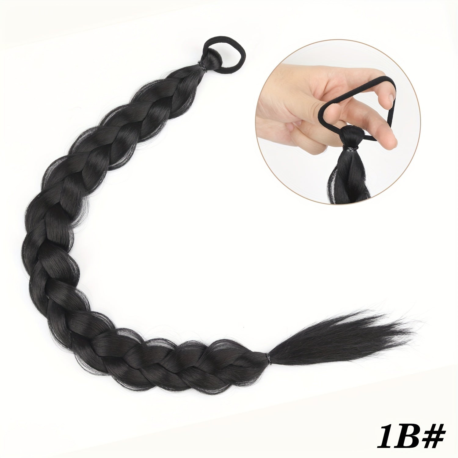 Long Braided Ponytail Extension with Elastic Tie - Heat-Resistant Synthetic Hair for Women, Wrap-Around Ponytail for Daily & Party