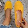 Women's Light Blue Knit Slip-On Flats with Ankle Strap, Round Toe Casual Shoes with Fabric Upper & Synthetic Lining