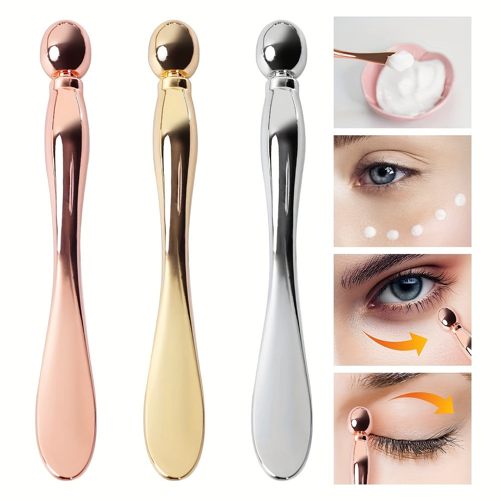 2-Pack Metal Eye Cream Applicator & Facial Roller Massage Wand - Reduce Puffiness, Eye Massage Tool
