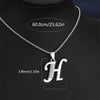 Silvery Alphabet Pendant Necklace (A-D) with Sparkling Stones - Stainless Steel Initial Necklace, Personalized Gift