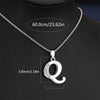 Silvery Alphabet Pendant Necklace (A-D) with Sparkling Stones - Stainless Steel Initial Necklace, Personalized Gift