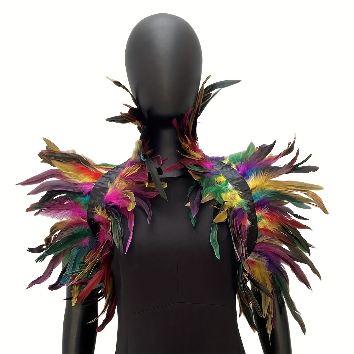 Women's Gothic Faux Feather Collar Cape Shawl — Elegant Party, Prom & Halloween Cosplay Wrap (Multiple Colors)