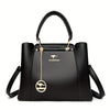 Chic Black Tote Bag for Women – Polyester-Lined PU Zip Closure Casual Everyday Handbag