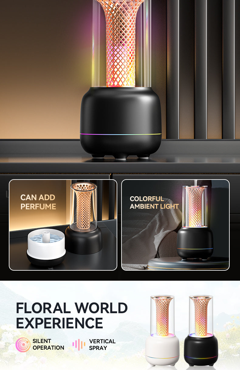 USB Desktop Humidifier & Aromatherapy Diffuser with Timer and Colorful Ambient LED Light for Home & Office