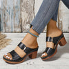 Women's Platform Slip-On Sandals, Chunky Block Heel, Soft PU Sole, Ankle-Strap Open Toe