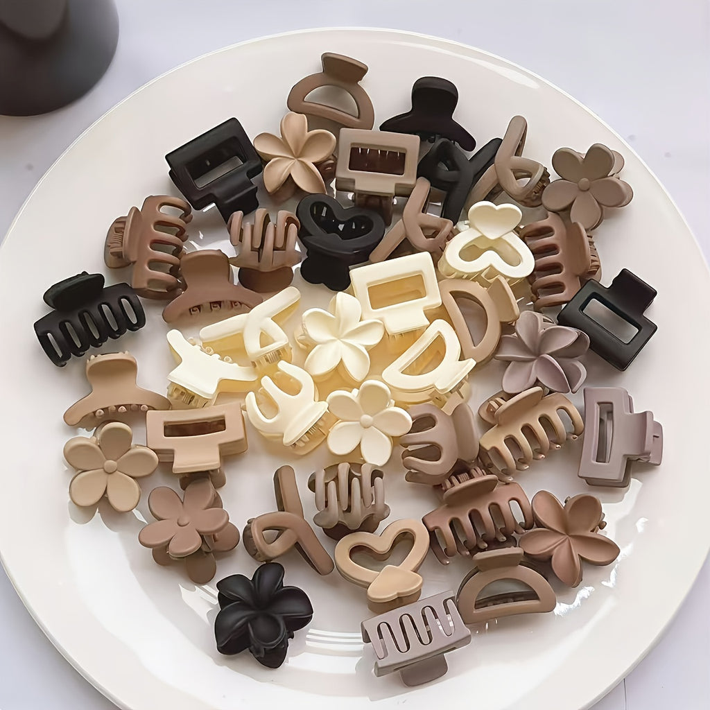 20-Pack Women's Small Mixed Color Hair Claw Clips – Cute Simple Designs for Daily, Beach & Outings