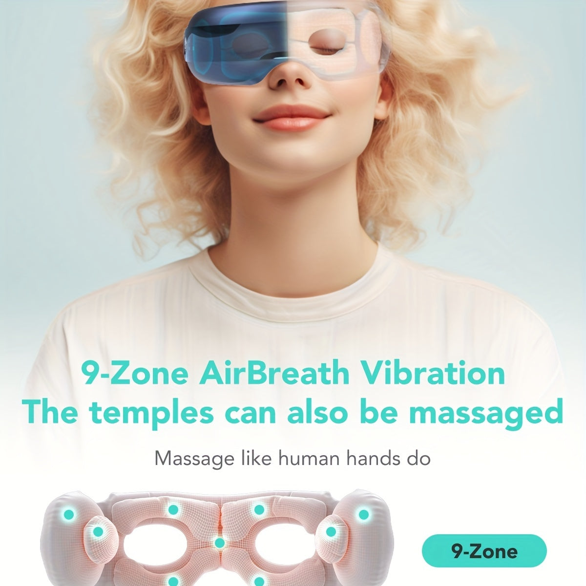 SKG Wireless Portable Eye Massager with Heat & Music Playback, Built-in Vision Window, Rechargeable Relaxation Mask for Home Office Travel