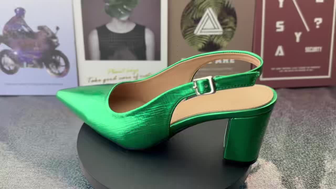 Women's Emerald Green Faux Leather High Heel Mules – Pointed Toe Backless Stiletto Party & Wedding Shoes with Cushioned Insole