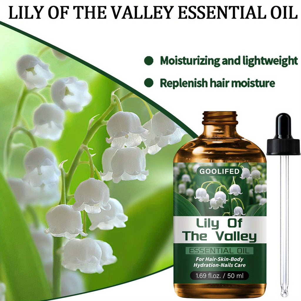 Light Beige Lily of the Valley Essential Oil 1.69 fl oz (50 ml) - No-Methanol Moisturizing & Deep-Conditioning Oil for Hair, Nails & Body, Unisex, Fresh Scent