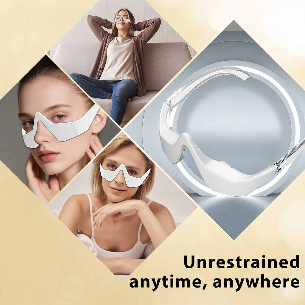 LED 3D Red Light Eye Massager – USB Rechargeable Eye Therapy Device for Dark Circles & Puffiness, 4 Massage Modes, 3 Intensity Levels, Portable