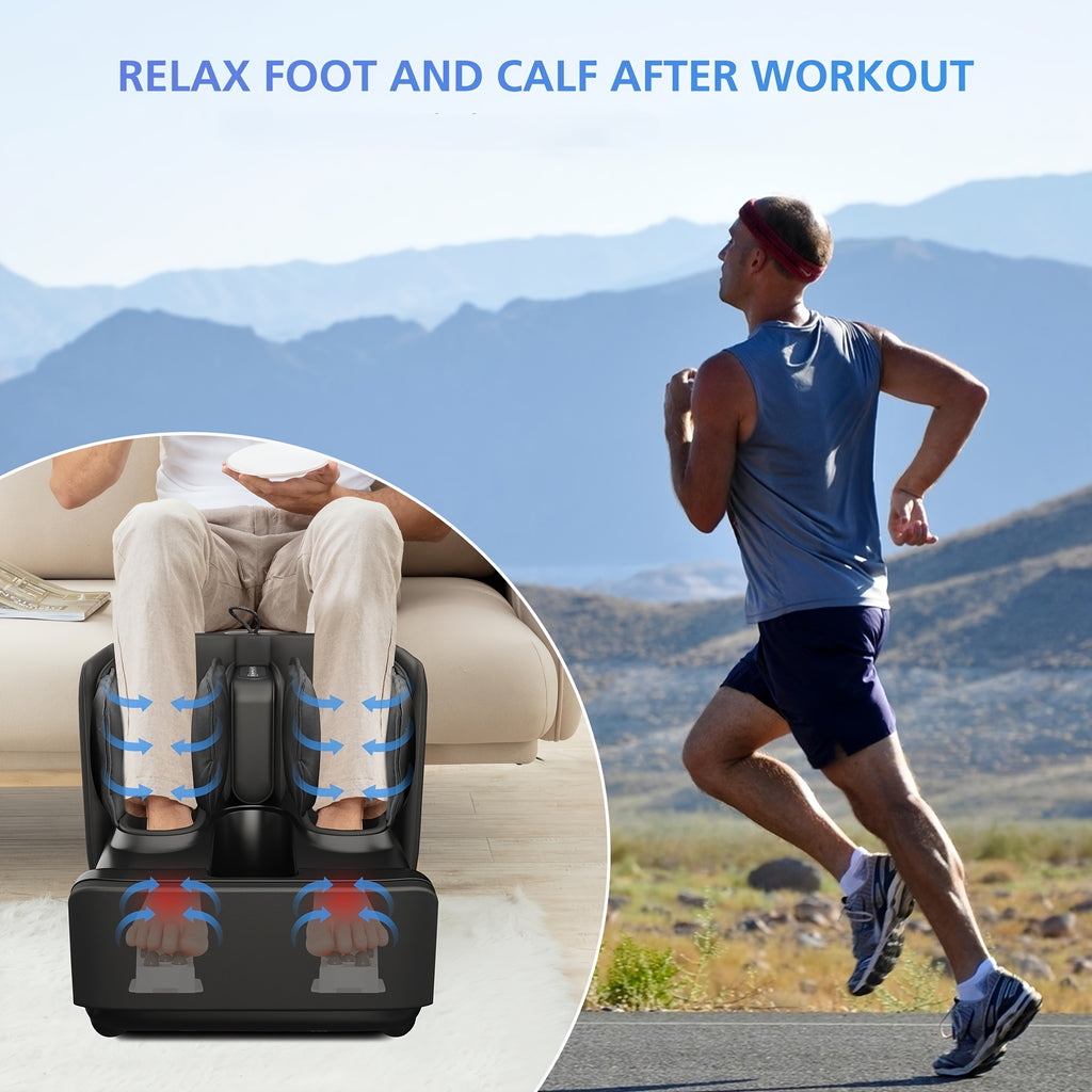 COMFIER Dual Foot & Calf Massager Ottoman – Shiatsu Kneading, Heat, Vibration & Compression, Washable Covers, Fits Up to Men's 13