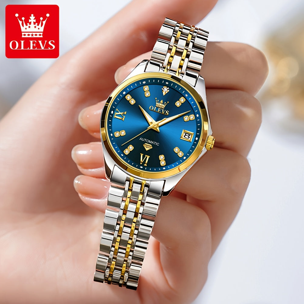 OLEVS Stainless Steel Automatic Mechanical Women's Watch Luminous Classic Luxury Wristwatch