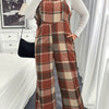 Plus Size Plaid Off-Shoulder Jumpsuit — Wide-Leg Overalls with Pockets, Sleeveless Work-to-Casual Outfit