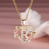 Gold & White Cubic Zirconia Heart-Shaped Rose Letter Pendant Necklace for Women, Valentine's Gift