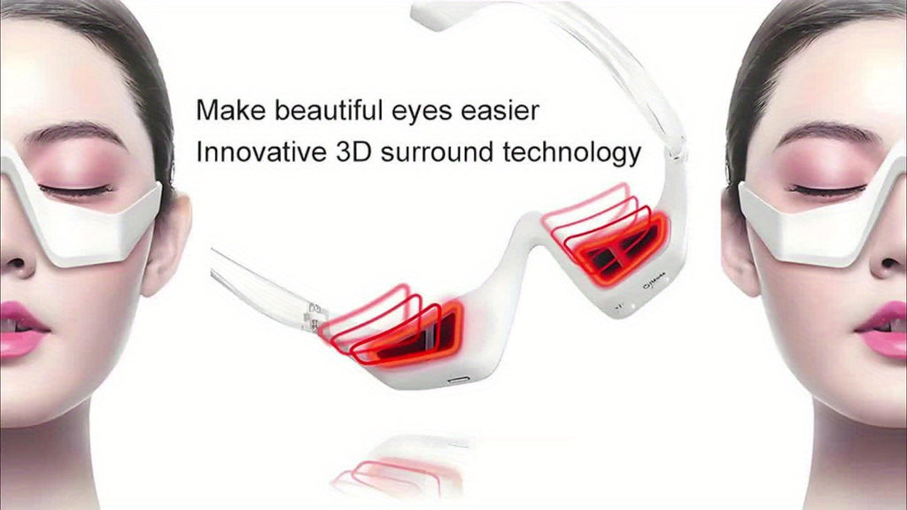 LED 3D Red Light Eye Massager – USB Rechargeable Eye Therapy Device for Dark Circles & Puffiness, 4 Massage Modes, 3 Intensity Levels, Portable