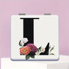 Alphabet Folding Handheld Makeup Mirror for Women & Girls - Floral & Heart Cutout Portable Vanity Mirror A-Z