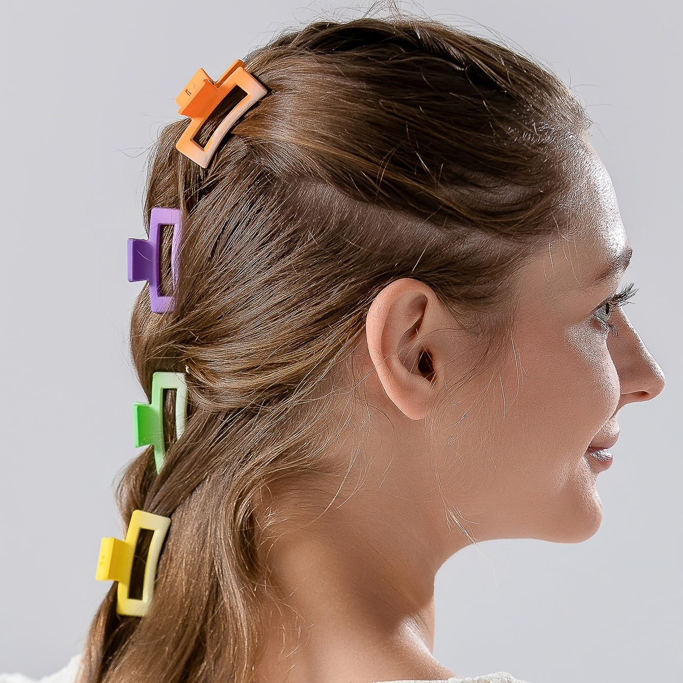 6-Pack Multicolor Macaron Hair Clips Small Square Plastic Hair Claws for Women and Girls