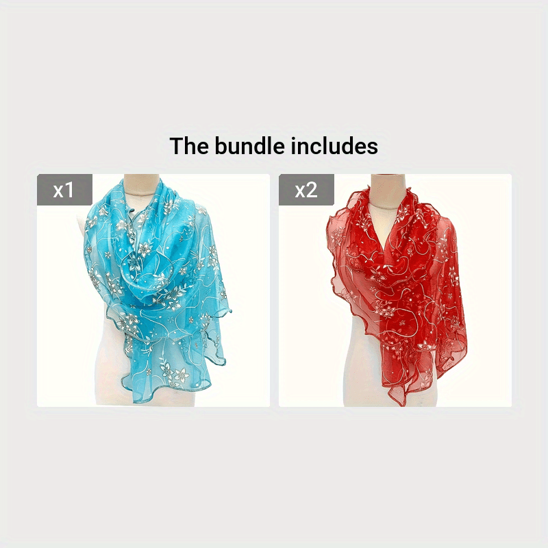 Floral Embroidered Scarf – Breathable, Windproof Boho Shawl & Sunproof Travel Wrap