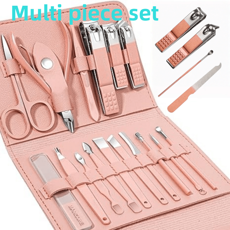 Professional Manicure & Pedicure Set — Stainless Steel Nail Clippers, Cuticle Tools, Ear Scoops & Foot Care Kit with Portable Storage Case — Home Spa Gift for Women